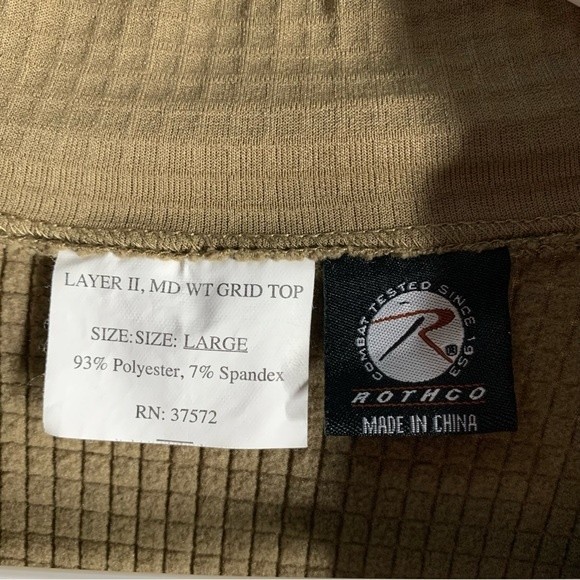 Rothco Quilted Combat Layering Pullover. Size Large - Picture 3 of 7